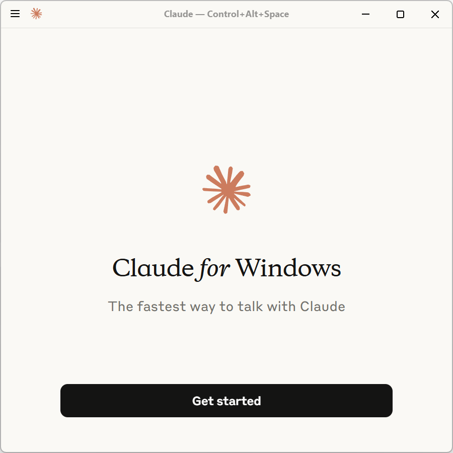 图 1-4 展示 Windows 端完成初始安装后首次启动 Claude 时出现的欢迎首屏。